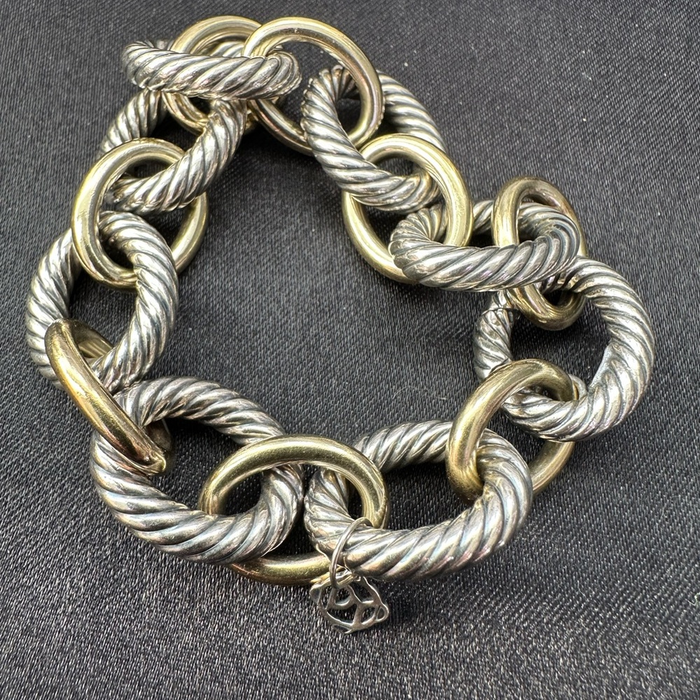 David Yurman Silver and Gold Twisted Link Bracelet